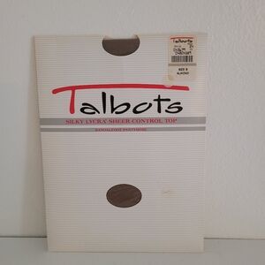 Vintage Talbots Silky Lycra Sheer Control Top Sandalfoot Pantyhose Size B Almond